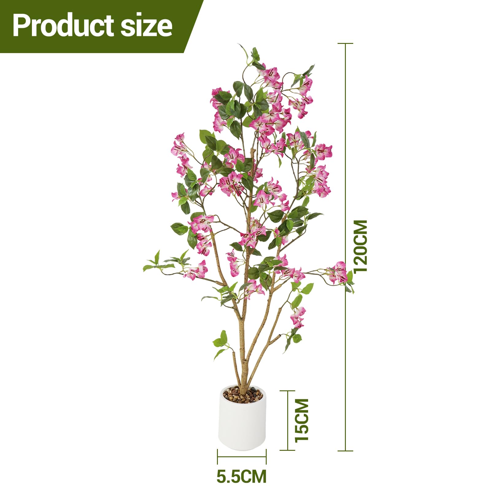 Garvee Set di 2 alberi artificiali da interno, realistici, senza manutenzione, materiale di alta qualità, per casa e ufficio, verde