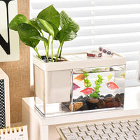 Garvee Kit Acquario Starter Piccolo con Foro Superiore Traspirante, Ampia Apertura, Copertura ABS, Vista Chiara per Ufficio e Soggiorno