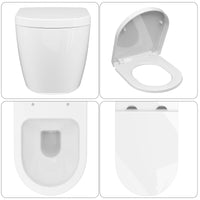 GARVEE WC Sospeso Senza Bordi Wc Sospeso Ceramica Forma D 55,5 cm Bianco Coperchio Automatico