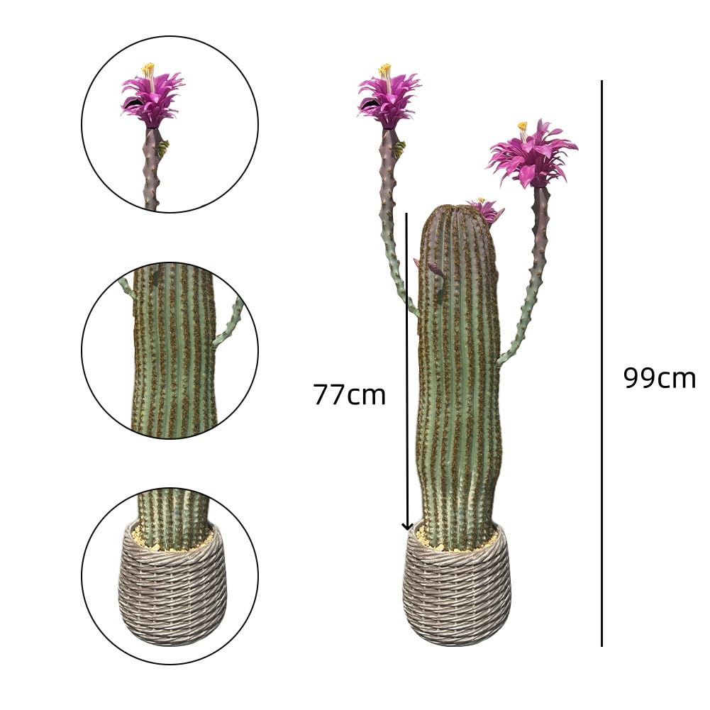 Cactus artificiale Garvee da 43 pollici, realistico, facile da pulire, in materiale PE, vaso bianco per casa e ufficio