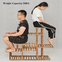 GARVEE Portavasi con Ruote, Mensola per Fiori in Legno Massello, Mensola per Piante da Interno/Esterno, Mensola per Piante a Scala per Fiori Multifunzionale e Salvaspazio per Balcone/Terrazza, 106 L x 25 P x 95 A cm