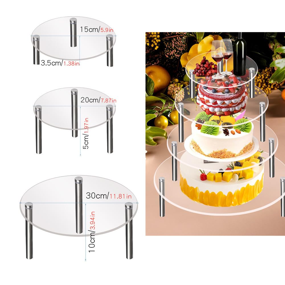 Alzata per Torte Garvee Trasparente 20,3 cm con Gambe Metalliche - Resistente al Calore e Riutilizzabile Torte e Antipasti 115x20x30 cm