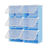 Garvee Armadio Zapatero Modulare con Perchero Laterale e Porte Trasparenti, 12 Cubi Spaziosi, Resina Ecologica, 85x34x94 cm, Blu per Ingresso - Azul