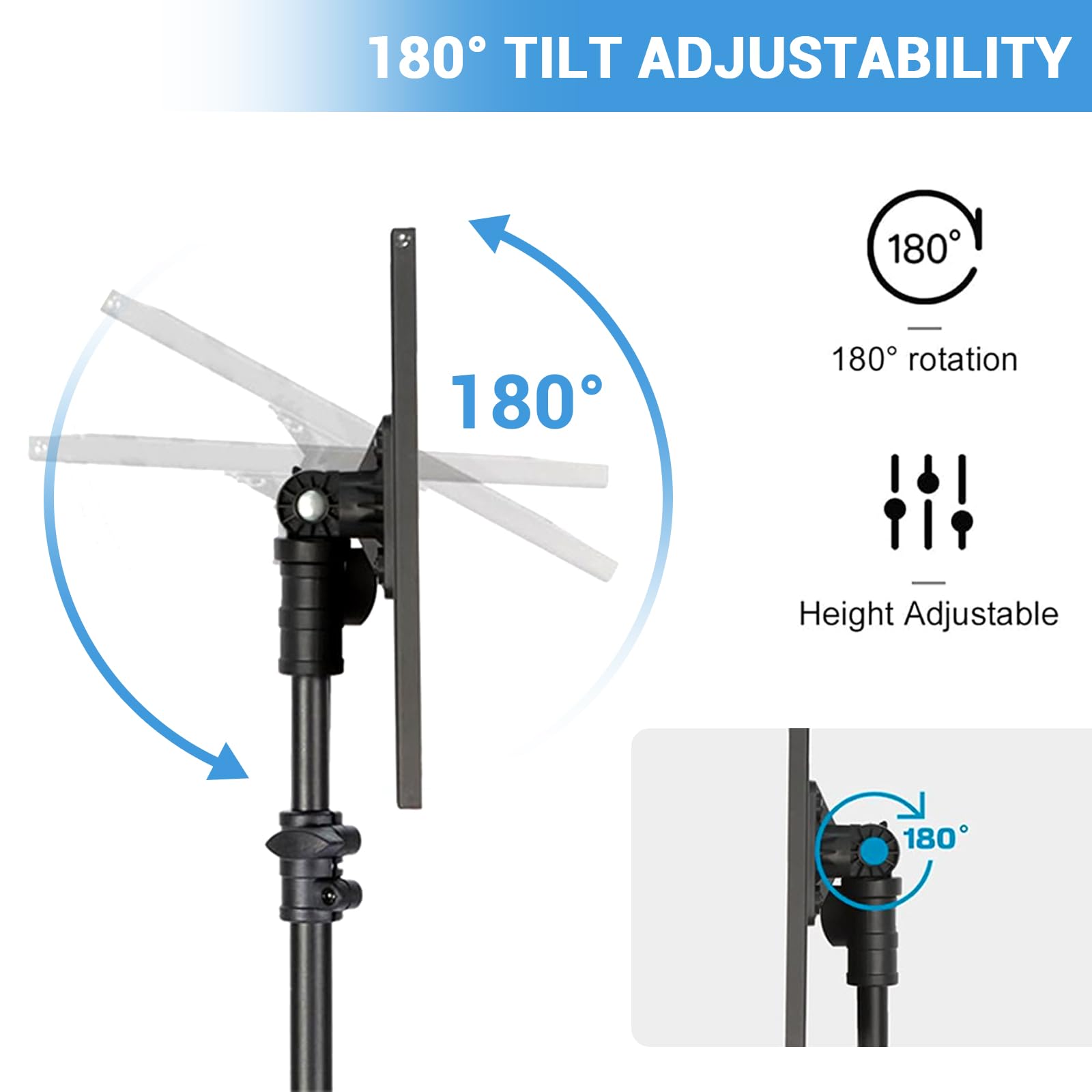Supporto per proiettore Garvee con supporto per laptop regolabile in altezza, 26-63 pollici, robusto treppiede in metallo, antiscivolo, pieghevole per ufficio, palco e studio, nero