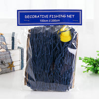 Garvee Filet De Pêche Méditerranéenne En Corde De Chanvre - Décoration Murale Bleue Avec Coquillages - 1x2 M - Ambiance Marine