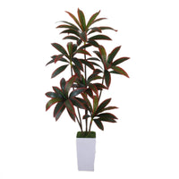 Pianta artificiale di Dracena Garvee da 5 piedi con vaso conico bianco per decorazione d'interni, facile da curare, design flessibile