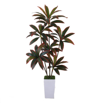 Pianta artificiale di Dracena Garvee da 5 piedi con vaso conico bianco per decorazione d'interni, facile da curare, design flessibile