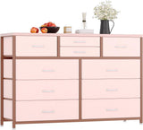 Garvee Kommode con 10 Cassetti Struttura in Acciaio Piano in Legno Impermeabile Maniglie Facili da Tirare per Camera e Corridoio - Pink