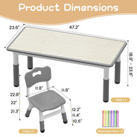Set tavolo e 4 sedie per bambini Garvee, altezza regolabile con piano del tavolo decorato con graffiti, gambe antiscivolo per casa e asilo