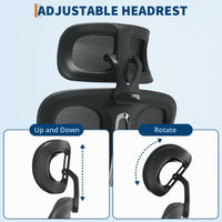 Sedia da ufficio ergonomica Garvee in rete con schienale alto, poggiatesta regolabile, poggiapiedi per ufficio e camera da letto, altezza regolabile, traspirante, rotelle, nera