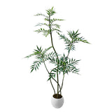 Garvee Albero Artificiale Mahonia Fortunei 180 cm - Foglie Realistiche - Vaso Bianco Stabile - Decorazione Interno Casa Ufficio - 5Ft