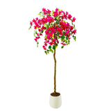 Garvee Albero Artificiale 6FT Realistico Foglie Verdi Resistente Materiale Non Sbiadente Decorazione Interni Esterni Festa Matrimonio - 180Cm三角梅 花球树