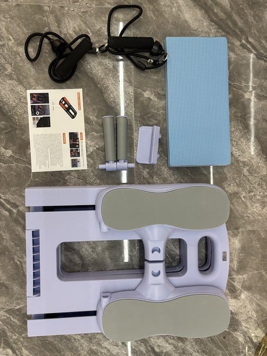 Garvee Pilates Reformer Machine con corda di resistenza per casa e palestra, 102x36x2 cm, pieghevole, nero