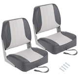 Garvee 2 Sedili Barca Pieghevoli Bassa Schiena, Imbottitura Spessa, Cerniere in Alluminio, PVC Resistente, Per Barca da Pesca e Turismo - Grigio Chiaro