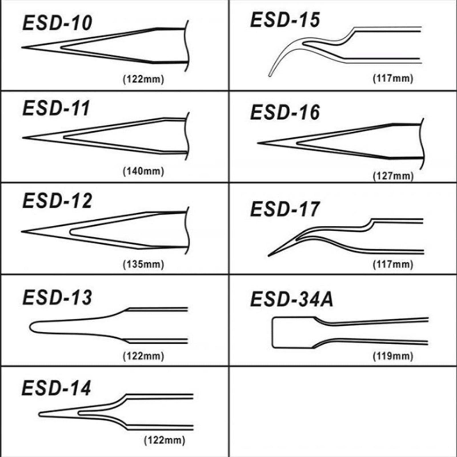 Set Pinzette Precisione Garvee 10 Pezzi Acciaio Inossidabile Antistatiche - Ideale per Elettronica, Gioielli e Laboratorio | Perfetto Regalo Festa del Papà