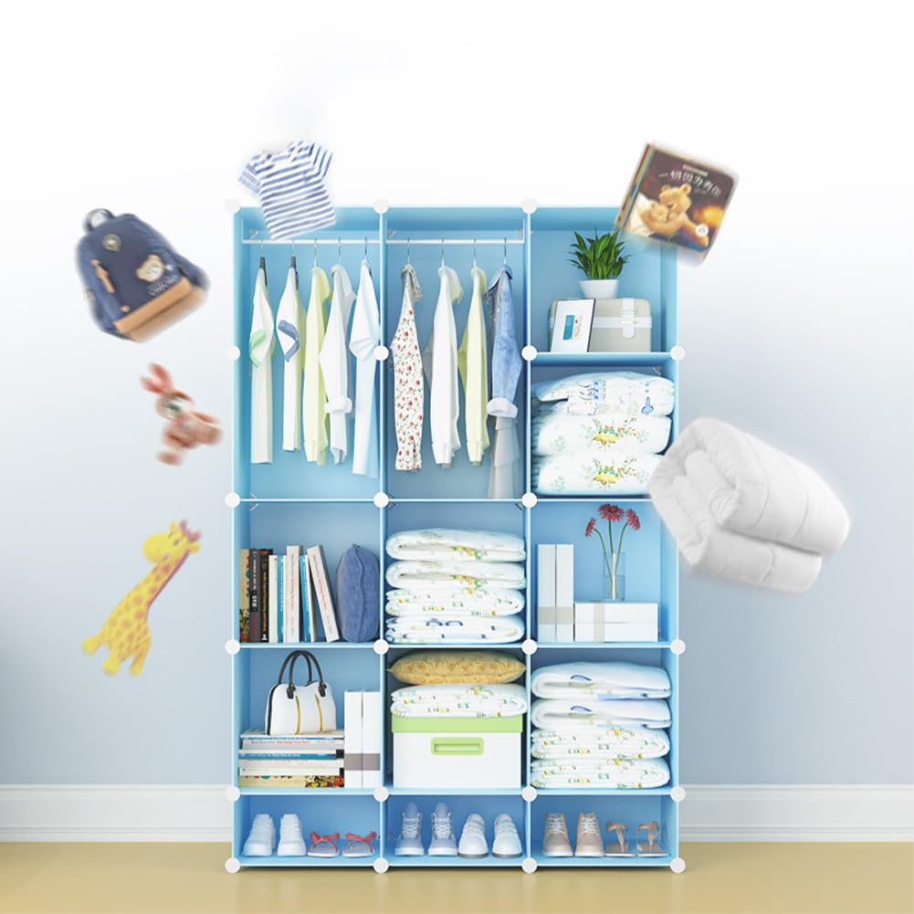 Garvee Armadio Modulare per Bambini, Organizzatore Fai da Te con 12 Cubi Rosa per Camera da Letto e Corridoio, Salvaspazio, Robusto e Versatile