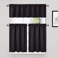 Garvee 2 pezzi mantovane oscuranti per finestre, soggiorno, cucina, camera da letto, mantovane termoisolanti per finestre, nero, 26×30 pollici