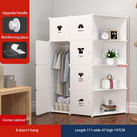 Armadio Garvee composto da 8 cubi con ante e asta appendiabiti per camera da letto 75 x 47 x 111 cm in plastica bianca