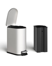 Set di bidoni della spazzatura Garvee da 13,2+2,6 galloni in acciaio inossidabile con coperchio, meccanismo a pedale, metallo, bianco, per cucina e bagno, compatto