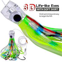 Garvee Trolling Lure 6,5 pollici Squid Skirts Set di esche per pesca d'altura con borsa portaoggetti a 6 scomparti 16 cm Attrezzatura da pesca per esterni in acqua salata
