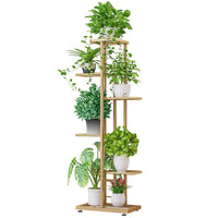 Supporto per piante in metallo Garvee, 6 ripiani, per 7 vasi, bronzo dorato, robusto e antiruggine, per soggiorno e giardino, salvaspazio