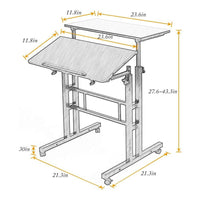 Scrivania in piedi Garvee, altezza regolabile, 60x60x70-110 cm, scrivania mobile per computer con 4 ruote per casa e ufficio, inclinabile, bianca
