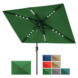 Garvee Ombrellone Rettangolare Solare 305x198 cm con Luci LED, Tela UV Resistente, Telaio Rinforzato in Ferro per Giardino e Piscina, Nero - Verde Scuro