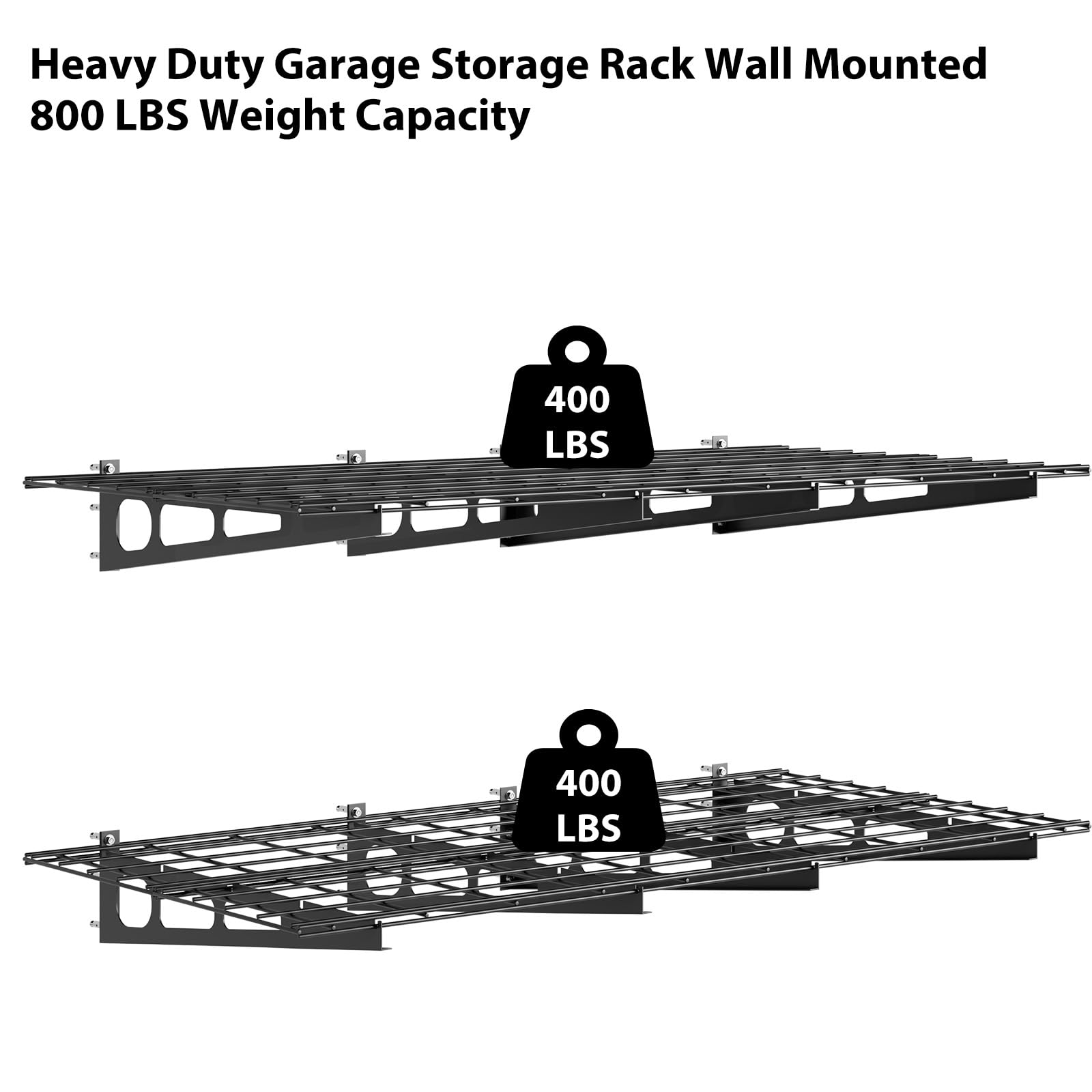 Scaffali da parete per garage Garvee Heavy-Duty 2x6 piedi in metallo acciaio per officina e garage, sabbiati, accessori completi