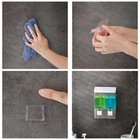 Dispenser di sapone liquido manuale Garvee da 500 ml, doppia testa, montaggio a parete, in plastica trasparente per bagno e hotel