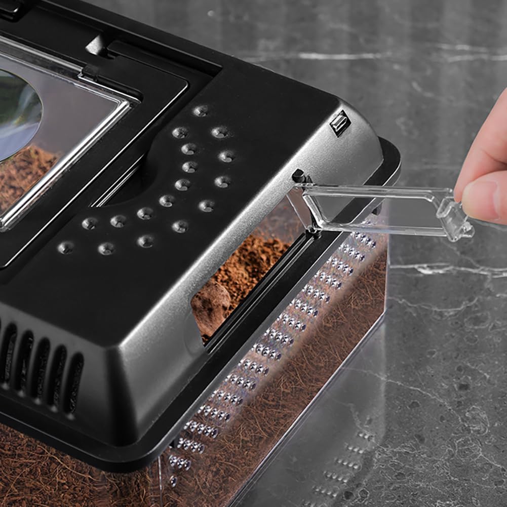 GARVEE Rettile Tank Rettile Feeding Box con funzione di ingrandimento luminosa per habitat Recinto ventilato Terrario di riproduzione per insetti Rettili Anfibi
