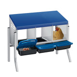 Nido per polli Garvee a 3 fori in acciaio inox con vassoio rimovibile per fattoria e giardino, robusto, facile da pulire, argento - Blu