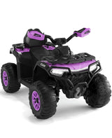 Quad Elettrico Garvee per Bambini 12V Fuoristrada con Telecomando Genitoriale, Sospensioni, LED, Bluetooth, USB, 95×56×55 cm, per Bambini 3-8 Anni, Avventure all'Aperto - Viola