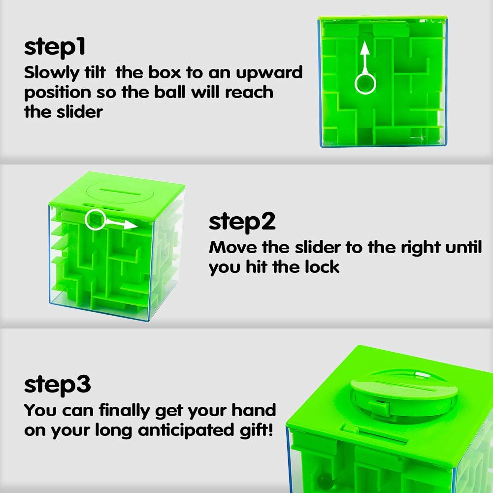 Garvee Money Maze Puzzle Box Set da 2 pezzi, plastica, blu e verde, per bambini e adulti, casa e ufficio