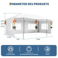 Gazebo 3x6M pop-up Garvee Heavy Duty tenda a baldacchino con 6 pannelli laterali rimovibili per feste commerciali, altezza regolabile, finestre trasparenti, nero