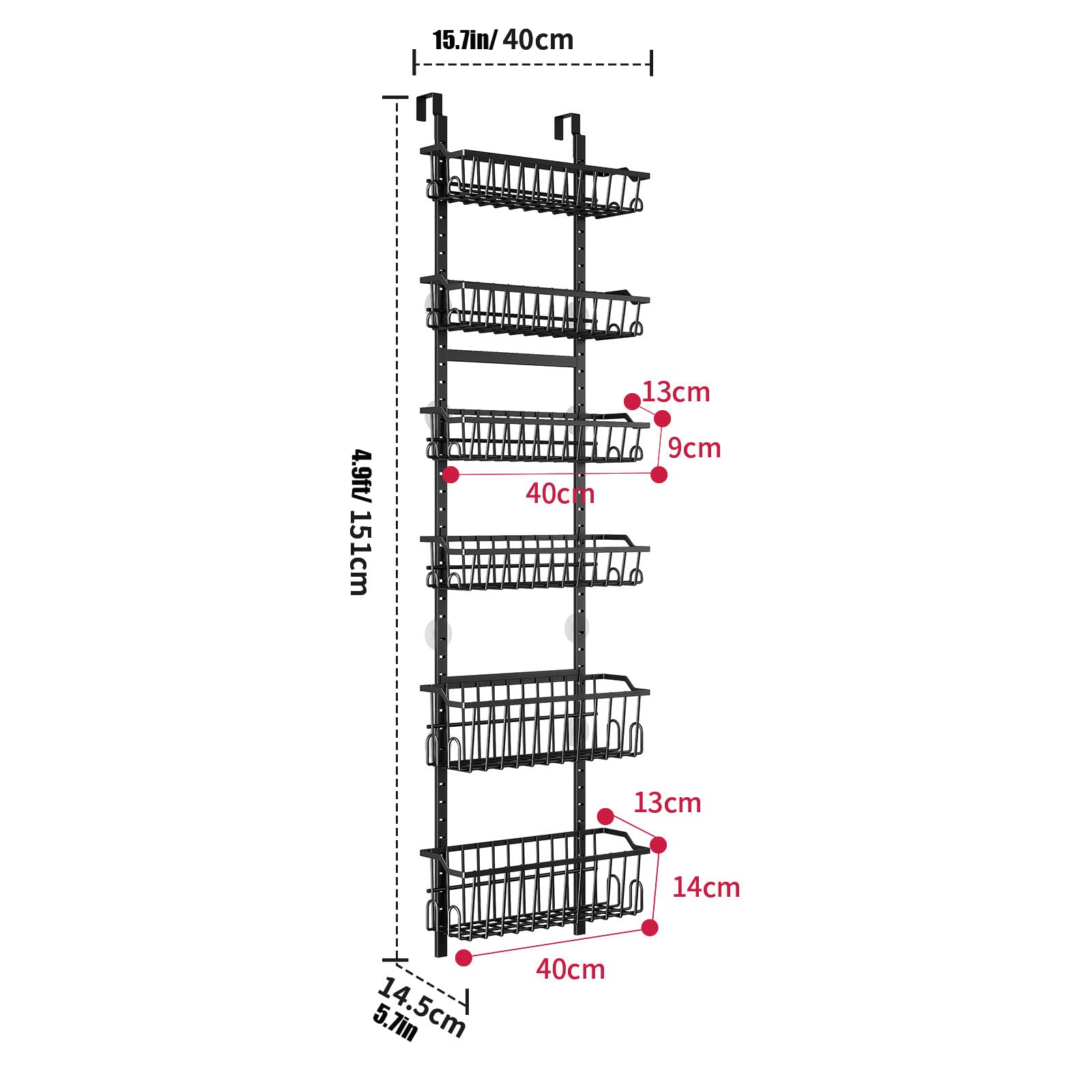 Garvee Organizador de Despensa 6 Nivelles Metall Robust Schmal Türregal Raumsparente Für Küchen