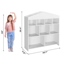 Garvee Libreria per Bambini con 9 Cubi di Stoccaggio, Organizer Giocattoli, Design a Casetta, Legno Robusto, Antiribaltamento, Facile da Pulire, per Cameretta e Asilo, 39.4x40.7x11.8 Pollici, Naturale