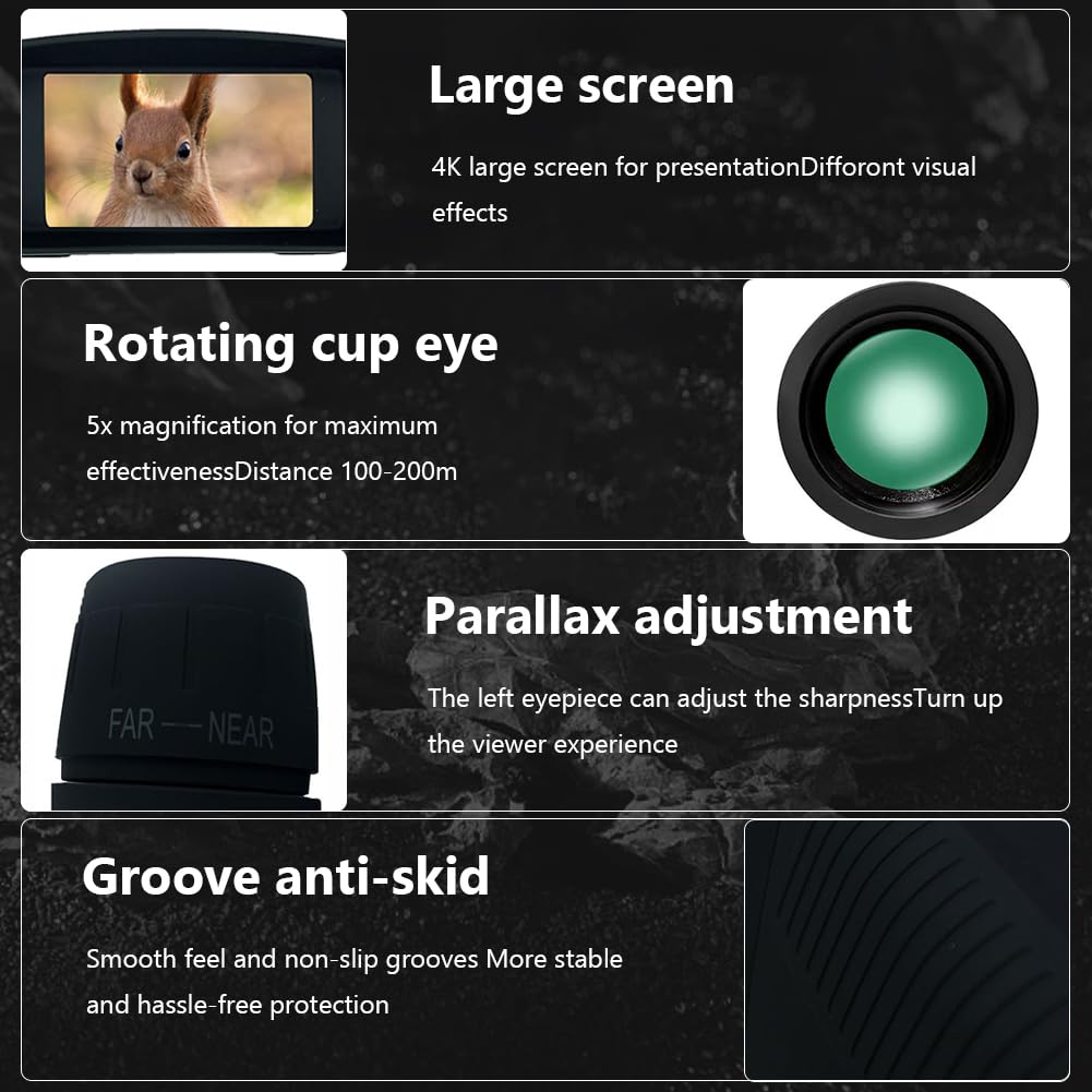 Occhiali per la visione notturna Garvee con risoluzione 4K da 36 MP, doppio uso per caccia, campeggio, viaggi, neri