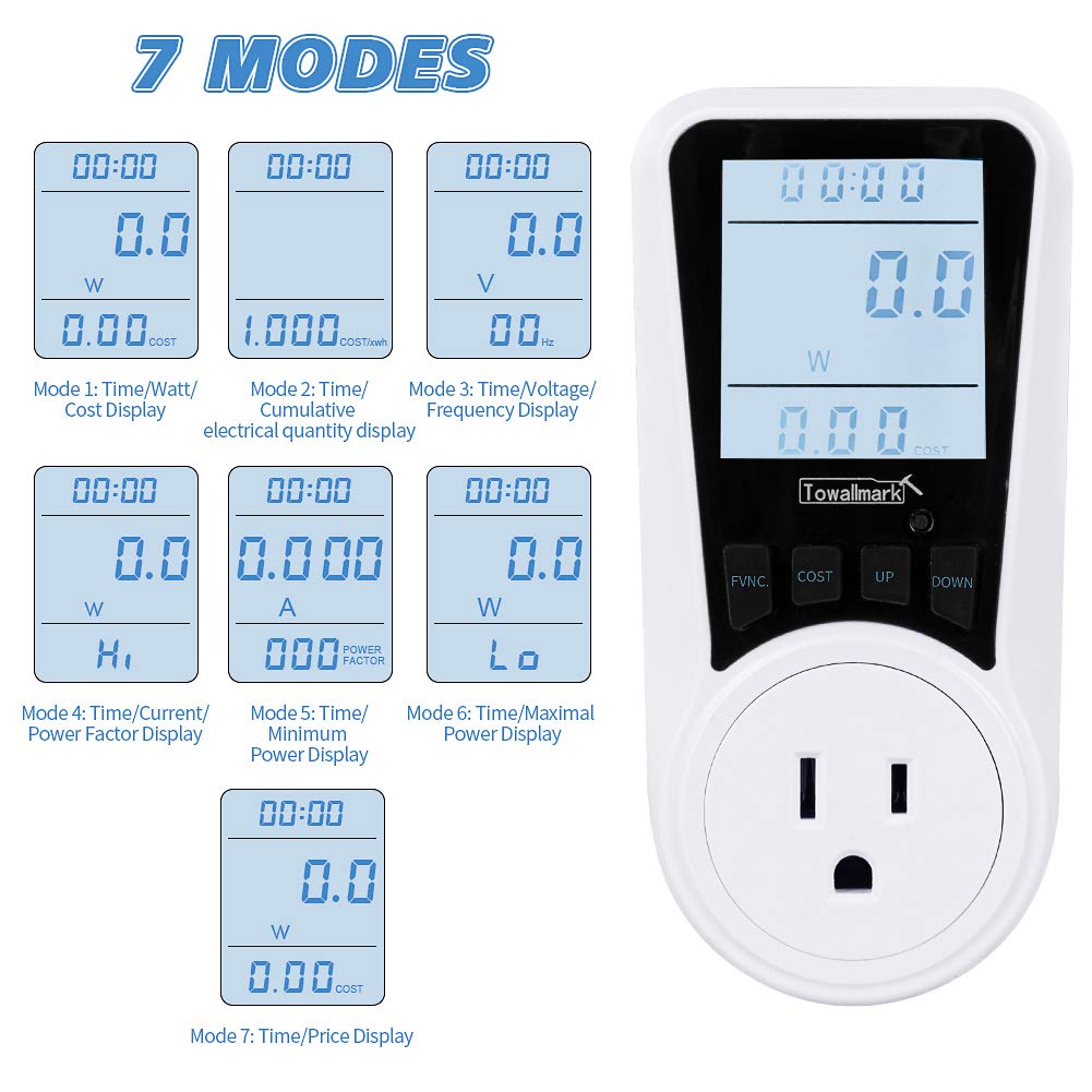 Misuratore Consumo Energetico Garvee LCD 3680W per Festa del Papà - Protezione Sovraccarico, Compatto, Display Illuminato