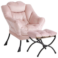 Sedia girevole Garvee con poggiapiedi, rosa, ergonomica e stabile, per soggiorno e ufficio, in peluche, pieghevole