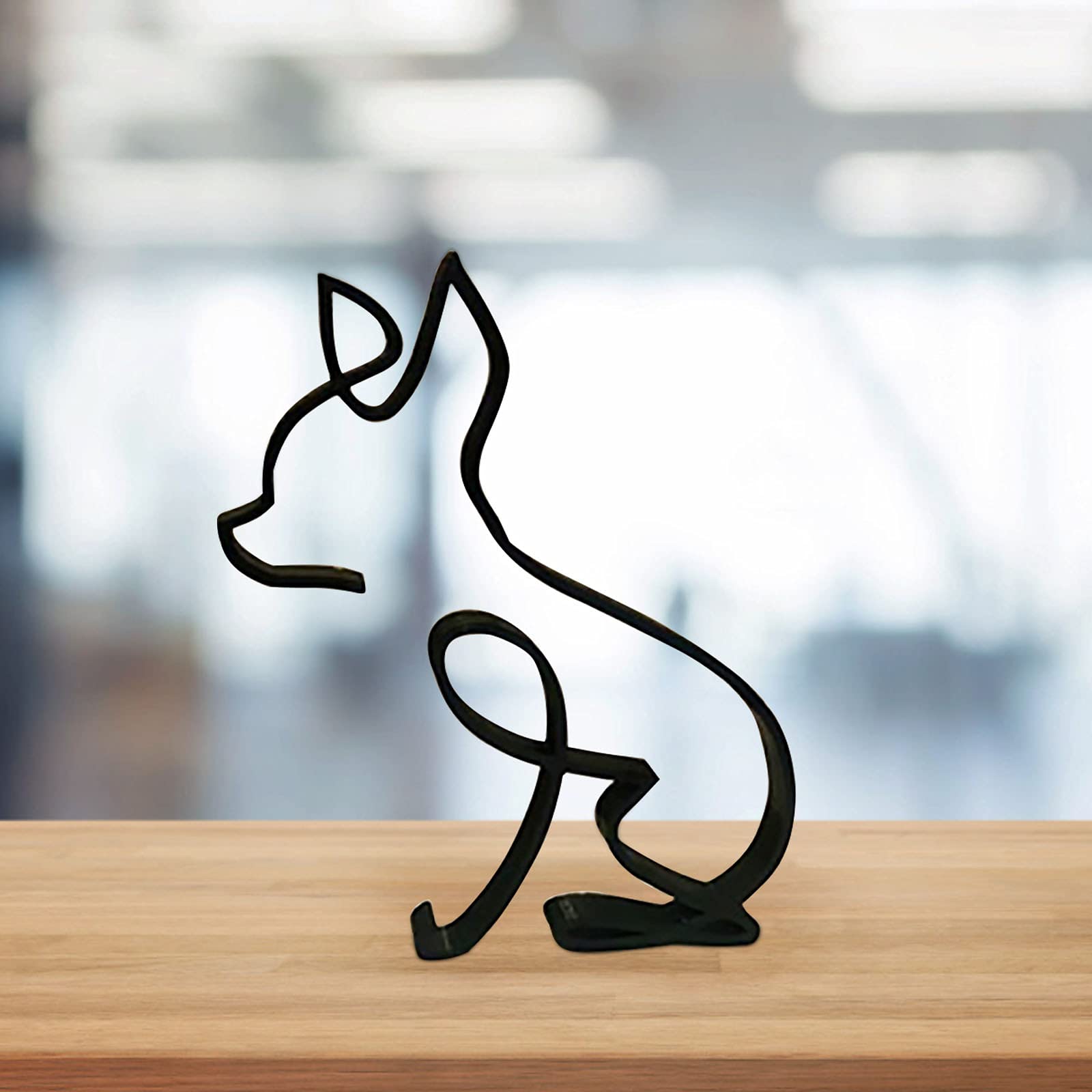 Garvee Scultura Cane in Metallo Minimalista Moderna - Design Geometrico Astratto - Resistente e Antiruggine - Decorazione da Parete o Scrivania - Ideale per Casa e Ufficio