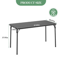 Tavolo pieghevole Garvee a 4 gambe con gambe in metallo, piano in similpelle, resistente per uso interno ed esterno, nero, salvaspazio