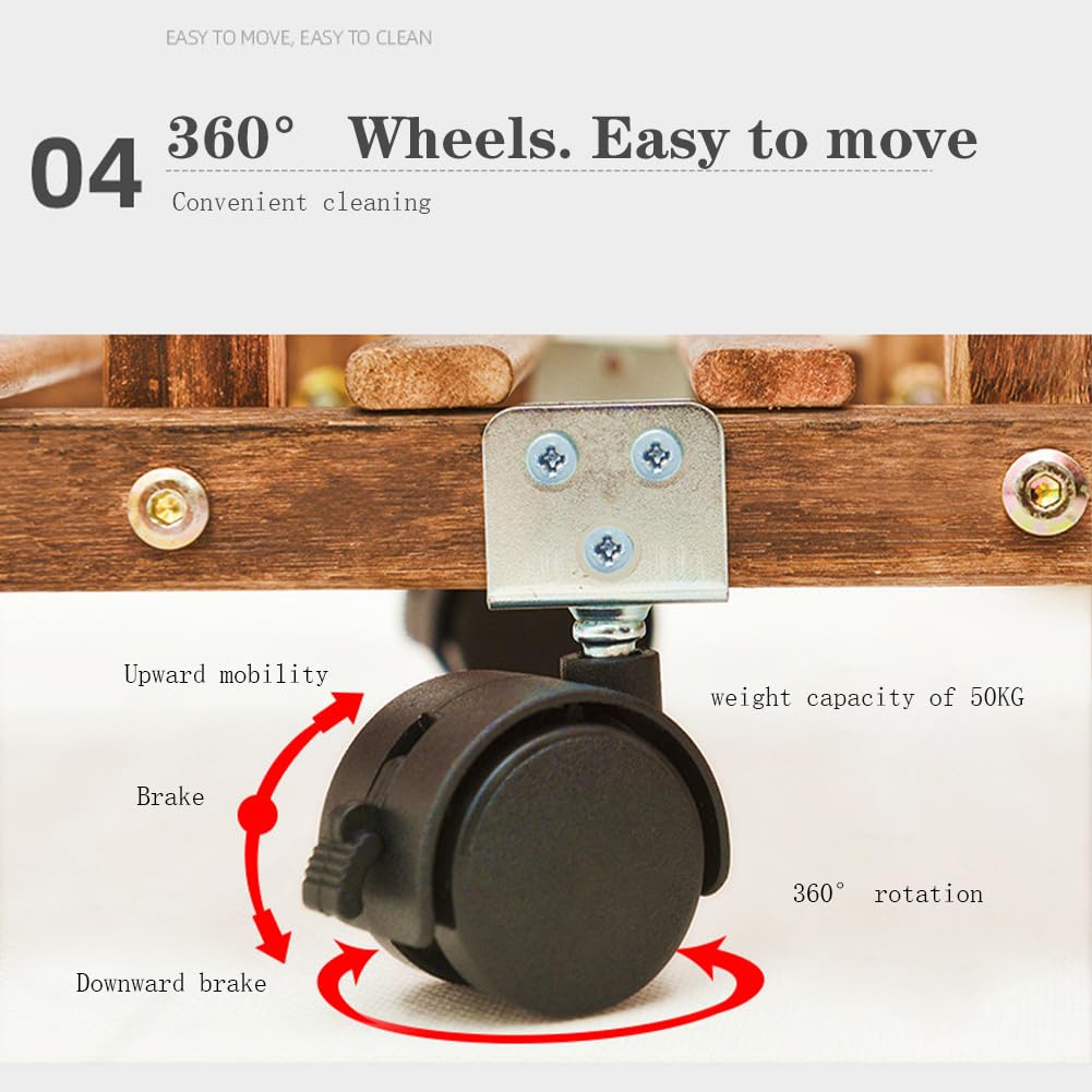 Portavasi in legno Garvee con ruote, scaffale per piante da balcone a 7 ripiani, 95x93x25 cm, legno naturale