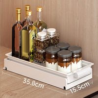 Cassetto telescopico estensibile Garvee per cucina, ripiani portaoggetti per mobili da cucina, porta spezie, organizer per cassetti, cestello per posate da cucina, acciaio inossidabile, non richiede foratura, versatile