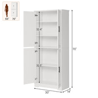 Garvee Armadio Dispensa Cucina 70 Pollici Mobile Legno MDF Bianco Per Cucina E Soggiorno