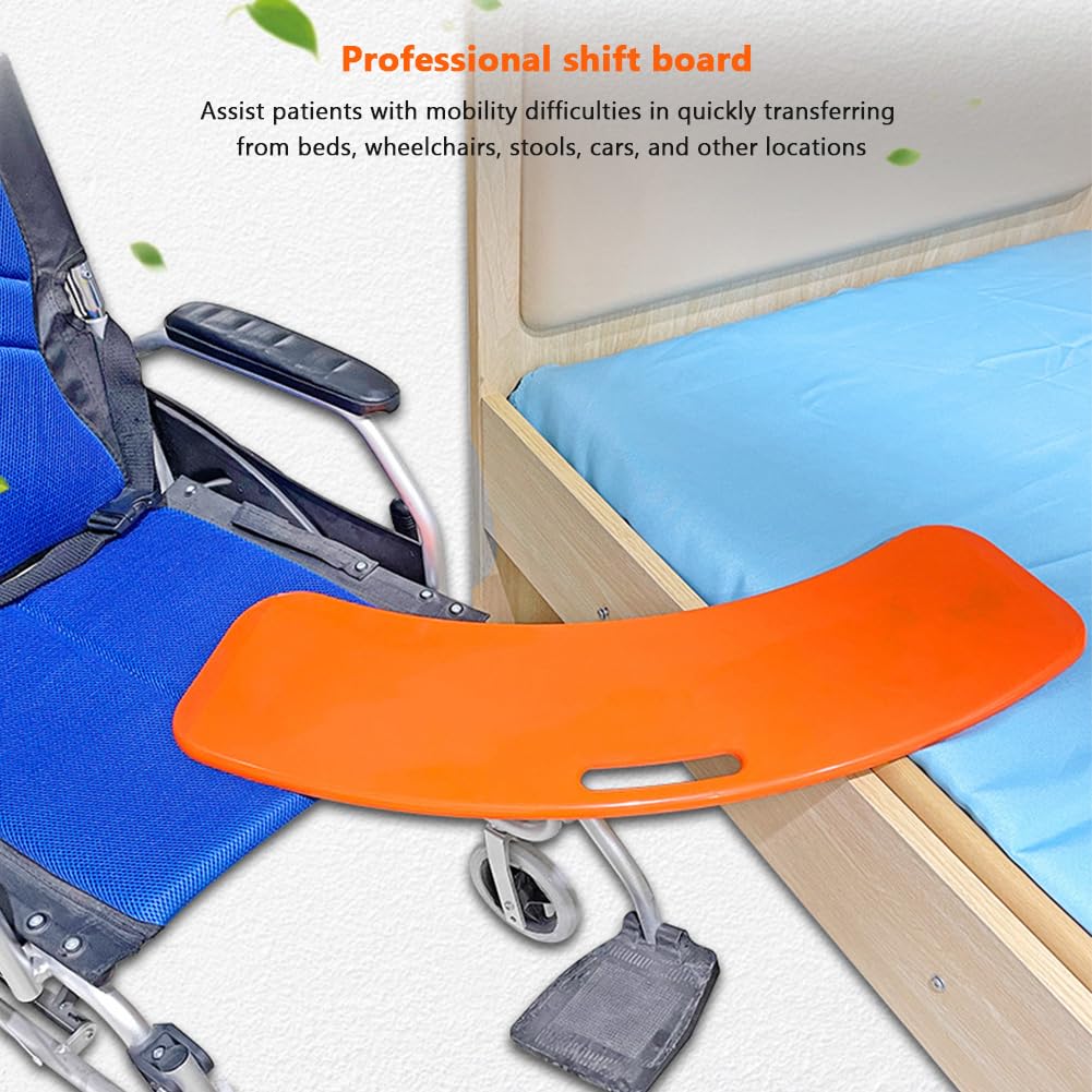 Tavola di trasferimento per sedia a rotelle Garvee per utenti di sedia a rotelle, tavola di spinta per pazienti fino a 200 kg, arancione, 80 x 21 x 0,8 cm, ausilio per il trasferimento per anziani a letto, in auto, in bagno