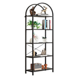 Libreria ad arco Garvee a 5 ripiani con struttura in metallo, moderna, aperta, per soggiorno, ufficio, camera da letto, robusta, antigraffio, effetto legno - 5 stadi - Nero