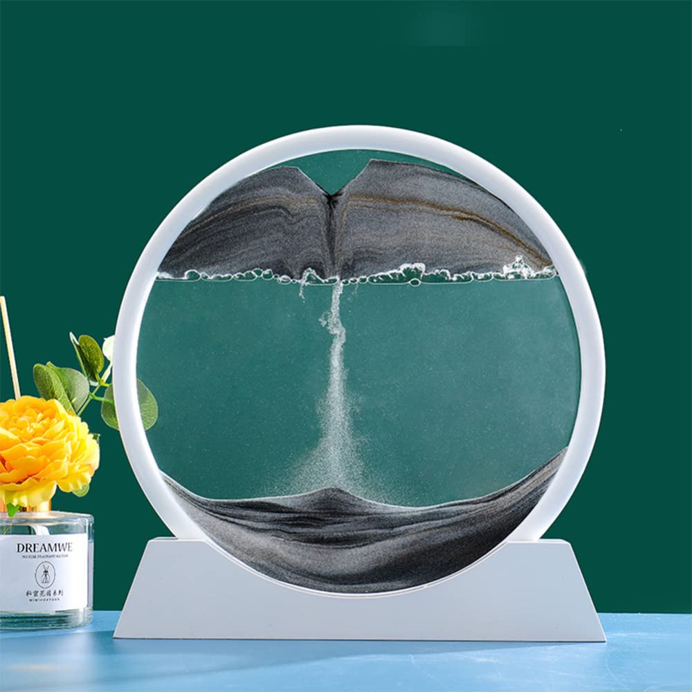 Garvee Moving Sand Art Picture Decoration Round 3D Plastic Flowing Sand Painting Deep Sea Sand Landscape Black per casa, soggiorno, ufficio