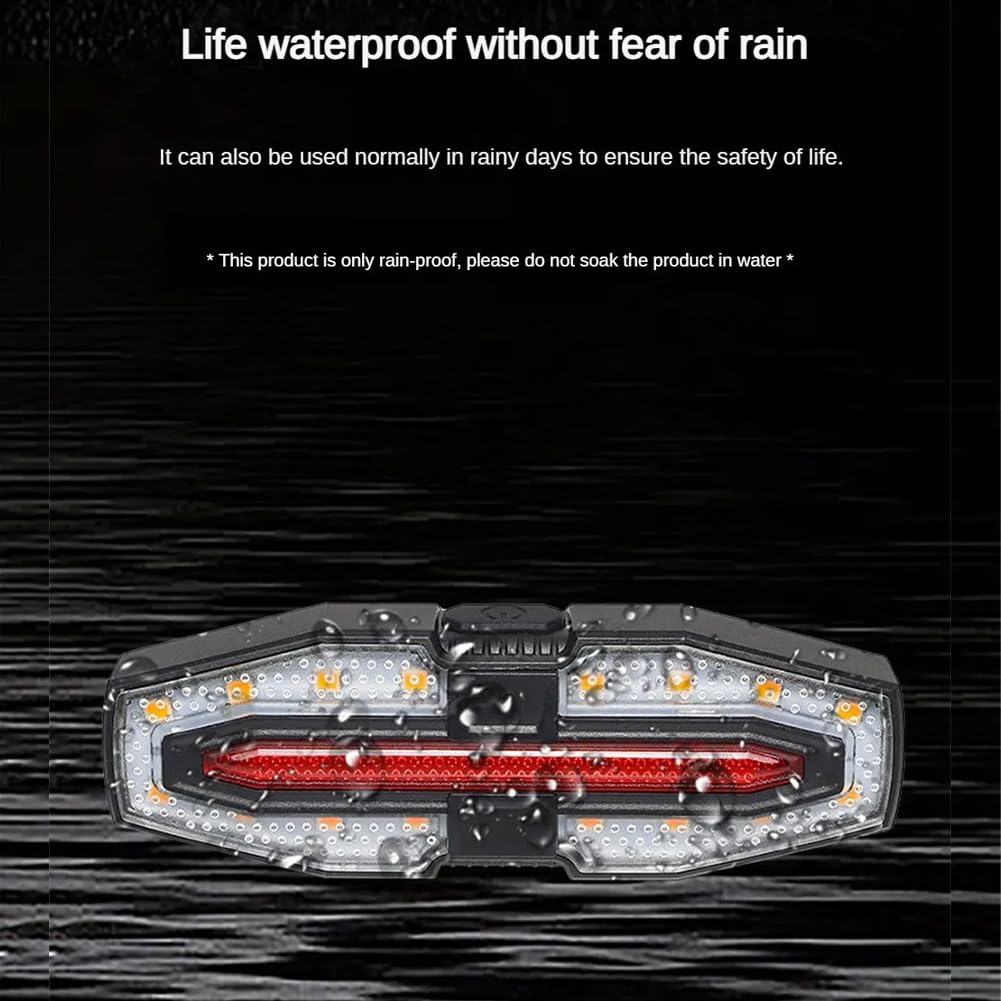 Luce Posteriore Bici Garvee con Indicatori Direzione, Freni e Allarme Antifurto Ricaricabile - Ideale per Festa del Papà, Nero, Ciclismo Urbano con Telecomando