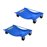 Set di carrelli portaruota Garvee Auto con 4 ruote in acciaio da 3,5" per impieghi gravosi per cambio e manutenzione pneumatici, capacità di 5000 libbre, base in acciaio extra larga, guide laterali antiscivolo - Blu