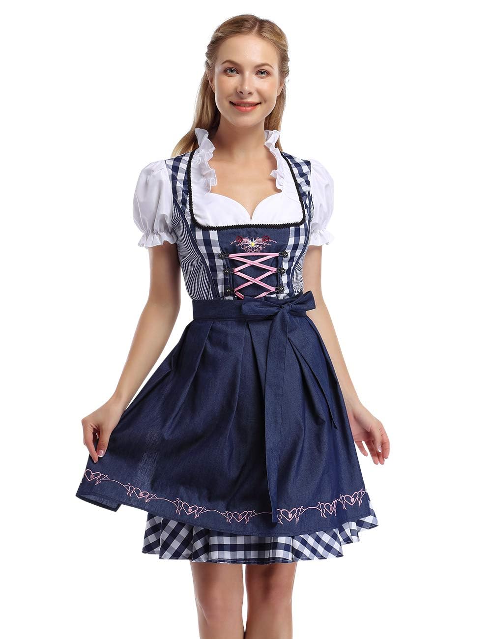 Garvee Dirndl, abito tradizionale midi da donna in 2 pezzi per l'Oktoberfest, abito di carnevale e grembiule